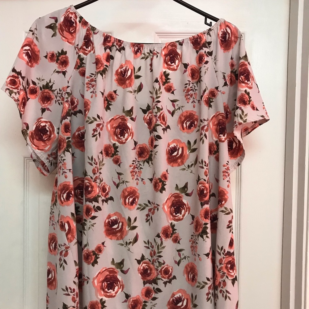 Off the shoulder, floral shirt